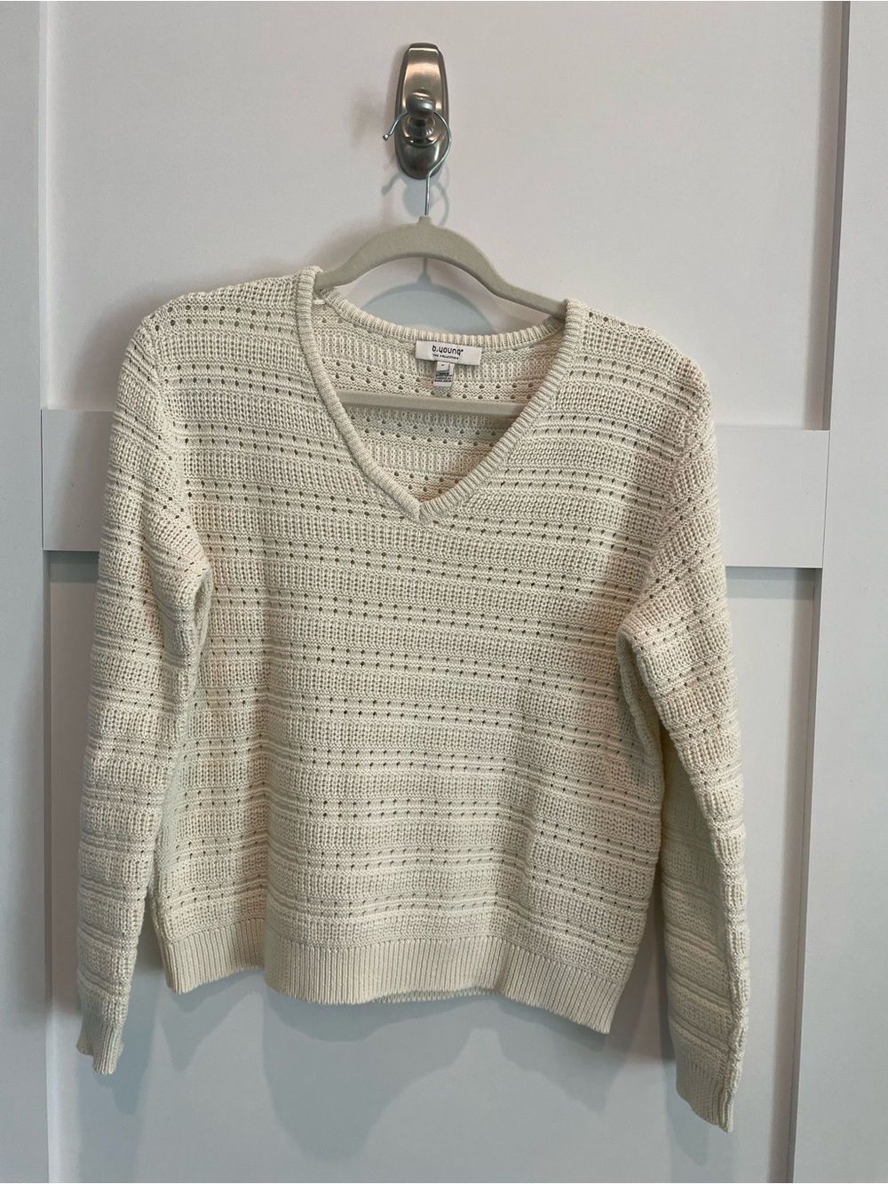 NWOT Lightweight Cream V-Neck Sweater by b.young